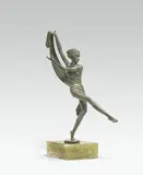 Veil dancer by Josef Lorenzl, bronze, patinated; onyx base; signed on the reverse on the plinth "LORENZL"; base slightly bumped, offered Jun 2022