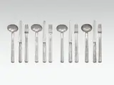 Josef Hoffmann, 4 Sets with 1 table fork, spoon and knife each "Rundes Modell