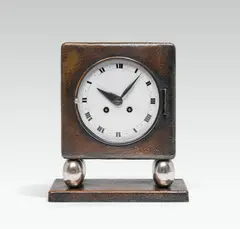 Josef Hoffmann, Clock, copper sheet, dark patinated, partly silver plated