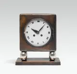 Josef Hoffmann, Clock, copper sheet, dark patinated, partly silver plated