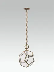 Adolf Loos, Ceiling light "Hängeampel, brass, patinated; colourless glass, faceted; glass partially renovated, electrics renovated