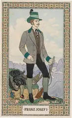 Remigius Geyling, Franz Josef I, watercolour and India ink on paper, gold edging, signed: "REMIGIUS/GEYLING", framed
