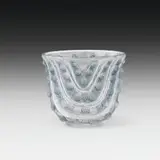 René Lalique, Vase "Vichy, colourless glass, partially matted and blue patinated; signed on the bottom: "R.LALIQUE/FRANCE"