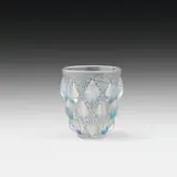 René Lalique, Vase "Rampillon, colourless and opalescent glass, partly matted and blue patinated; signed on the bottom: "R LALIQUE/FRANCE"