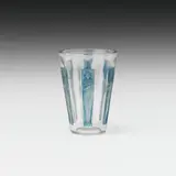 René Lalique, Vase "Gobelet 6 Figurines, colourless glass, partly matted and patinated blue; signed on the bottom: "R.LALIQUE/FRANCE"
