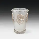 René Lalique, Vase "Camargue, colourless glass, partly matted and brown patinated; signed on the bottom: "LALIQUE/FRANCE"