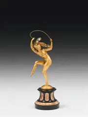 Jean Pierre Morante, Danseuse, bronze, cold-painted; marble and granite base; signed on the reverse: "Morante"