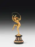 Jean Pierre Morante, Danseuse, bronze, cold-painted; marble and granite base; signed on the reverse: "Morante"