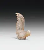 René Lalique, Hood ornament "Coq Nain, colourless glass; partly satin-coated and patinated; marked on the bottom: "R.LALIQUE FRANCE"