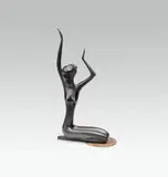 Hagenauer, Kneeling woman, c. 1955, bronze, dark patinated; brass; marked on the bottom: "WHW" in circle, "HAGENAUER/WIEN" and "MADE IN/AUSTRIA"