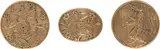 Hagenauer, 3 Plaques, c. 1925, brass; each marked on the bottom: "WHW" in circle, "MADE IN/AUSTRIA"