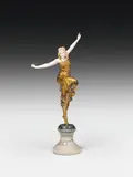 Paul Philippe, Russian Dancer, ivory; bronze, cold-painted, gilded; stone base, signed: "P.Phillipe"