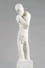 George Minne, Kneeling youth at the fountain, marble; monogrammed on the side of the plinth: "GM"