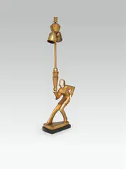 Hans Harders, Lamp, bronze, patinated; ivory; black onyx base