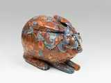 Rosemarie Benedikt, Rabbit, c. 1985, ceramics, light shard, painted and glazed in red, blue and black