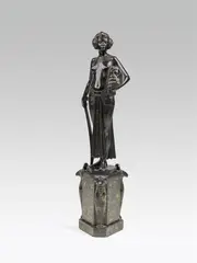 Fritz Christ, Judith with the head of Holofernes, bronze, cast, patinated, inscribed on the plinth: "FRITZ CHRIST"; stone base engraved with Egyptian motives