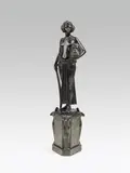 Fritz Christ, Judith with the head of Holofernes, bronze, cast, patinated, inscribed on the plinth: "FRITZ CHRIST"; stone base engraved with Egyptian motives