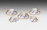 Josef Hoffmann, 5 Mocha cups with 3 beakers, Execution: Pfeiffer & Löwenstein, Schlackenwerth, for the Wiener Werkstätte,  1919