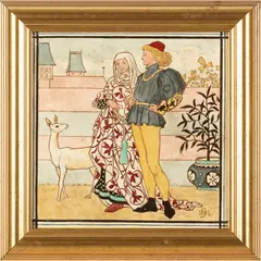Henry Stacy Marks, 'YOUTH', A FRAMED TILE, 1873, 1873, earthenware