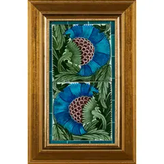 William De Morgan, FRAMED 'BBB' 8-INCH TWO-TILE PANEL, CIRCA 1890, 1890, glazed earthenware