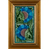 William De Morgan, FRAMED 'BBB' 8-INCH TWO-TILE PANEL, CIRCA 1890