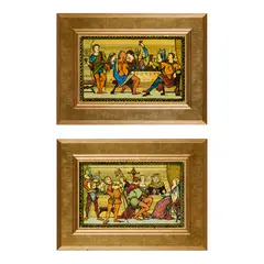 John Moyr Smith, 'THE TOAST' AND 'THE DINNER' FRAMED TILE PLAQUES, CIRCA 1872, 1872, earthenware