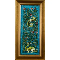 William De Morgan, FRAMED PERSIAN-STYLE TILE PANEL, CIRCA 1890, 1890, glazed earthenware