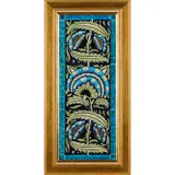 William De Morgan, FRAMED 'FAN' THREE-TILE PANEL, CIRCA 1890