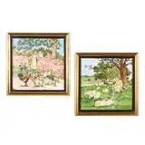 Randolph Caldecott, 'THE FARMER'S BOY', TWO FRAMED 8-INCH TILES, CIRCA 1886, 1886
