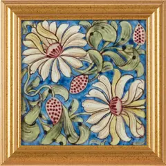 William De Morgan, FRAMED 8-INCH 'HONEYSUCKLE' TILE, CIRCA 1880, 1880, glazed earthenware
