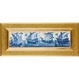 William De Morgan, FOUR 'GALLEONS' FRAMED TILE PANEL, CIRCA 1890