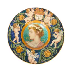Ellen Welby, AESTHETIC MOVEMENT PORTRAIT CHARGER, 1886, 1886, painted and glazed earthenware