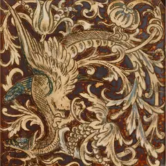 6- INCH DRAGONS TILE, CIRCA 1900 by Martin Brothers, 1900, salt-glazed stoneware, sold Oct 2025