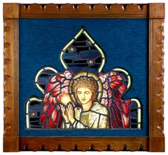 Edward Burne-Jones, 'ANGEL HOLDING THE STAR OF BETHLEHEM', A STAINED GLASS PANEL, 1915, 1915, leaded and painted glass