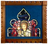 Edward Burne-Jones, 'ANGEL HOLDING THE STAR OF BETHLEHEM', A STAINED GLASS PANEL, 1915, 1915, leaded and painted glass