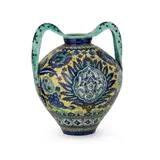 Torquato Castellani, FAIENCE TWIN-HANDLED VASE, 1881, 1881, glazed and painted earthenware