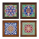 FOUR EIGHT-INCH GOTHIC REVIVAL FRAMED TILES, CIRCA 1860 by Augustus Welby Northmore Pugin, 1860, glazed earthenware, sold Oct 2025