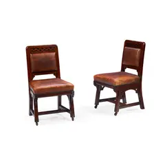 Bruce Talbert, PAIR OF DINING CHAIRS, CIRCA 1865, 1865, oak