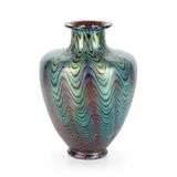 Loetz, VASE, CIRCA 1900, 1900, iridescent ruby glass