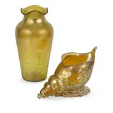 TWO VASES, CIRCA 1900 by Loetz, 1900, iridescent lemon glass, offered Oct 2025