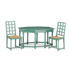 Philip Tilden, MINIATURE FURNITURE SET, CIRCA 1910, 1910, green-painted oak and rush