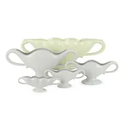 William John Marriner, GROUP OF ALBER WARE 'FMC' AND 'FMA' FLOWER VASES, DESIGNED 1936-7, 1936, dove grey and celadon-glazed earthenware