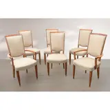 Jules Leleu, SIX CHAIRS, later upholstered