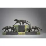 Michel Decoux, THREE PANTHERS, patinated bronze