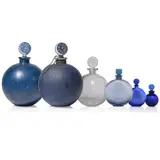 René Lalique, TWO WORTH SCENT BOTTLES, WORTH - 3, blue enamelled