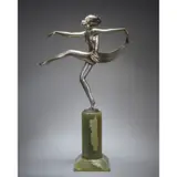 Josef Lorenzl, DANCING FIGURE, silvered and cold-painted bronze