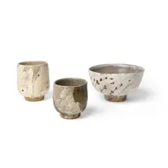 William Marshall, FOOTED BOWL AND TWO YUNOMI TEA BOWLS, stoneware