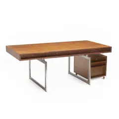 DESK AND DRAWERS, DESIGNED 1959 by Bodil Kjær, 1959, wenge and chrome plated steel, sold May 2025