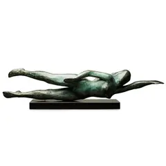 Laurence Broderick, SWIMMER FREESTYLE, patinated bronze on black marble
