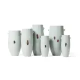 Claudia Lis, SIX VESSELS, stoneware with celadon glaze and iron oxide